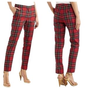 Burberry Red Tartan Wool Pants Holiday Plaid